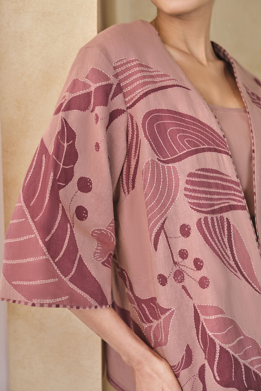 Fig Handcrafted Kantha Overlayer Set - Pink, Pink, image 11